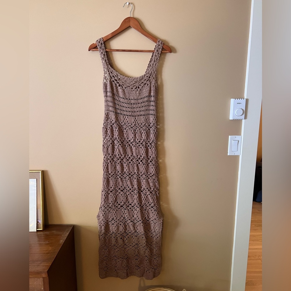 SHEMADEME Brown Crochet Dress XS
